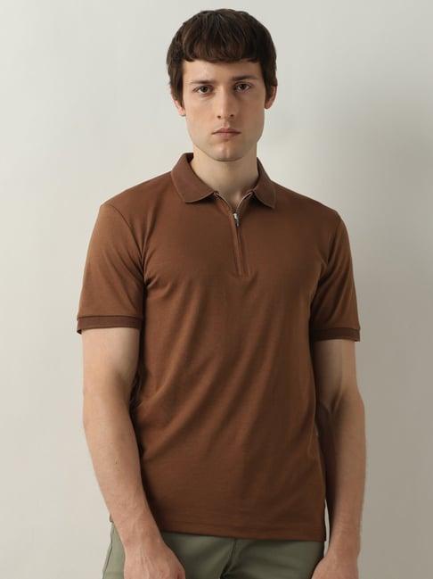 selected homme dark brown slim fit polo t-shirt