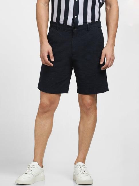 selected homme dark navy regular fit textured chino shorts