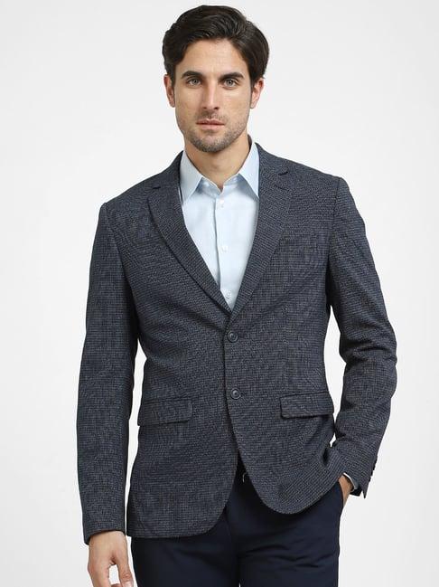 selected homme dark navy slim fit textured blazer