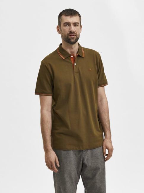 selected homme dark olive regular fit polo t-shirt