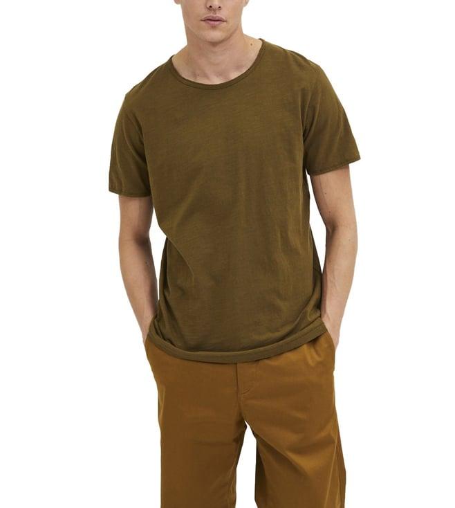 selected homme dark olive regular fit t-shirt