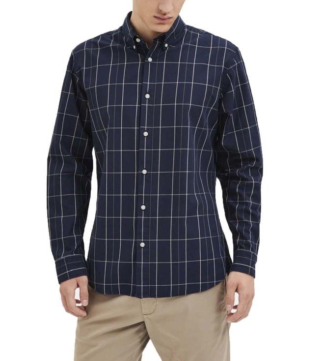 selected homme dark sapphire checks slim fit shirt