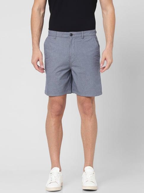 selected homme dark sapphire cotton comfort fit striped shorts