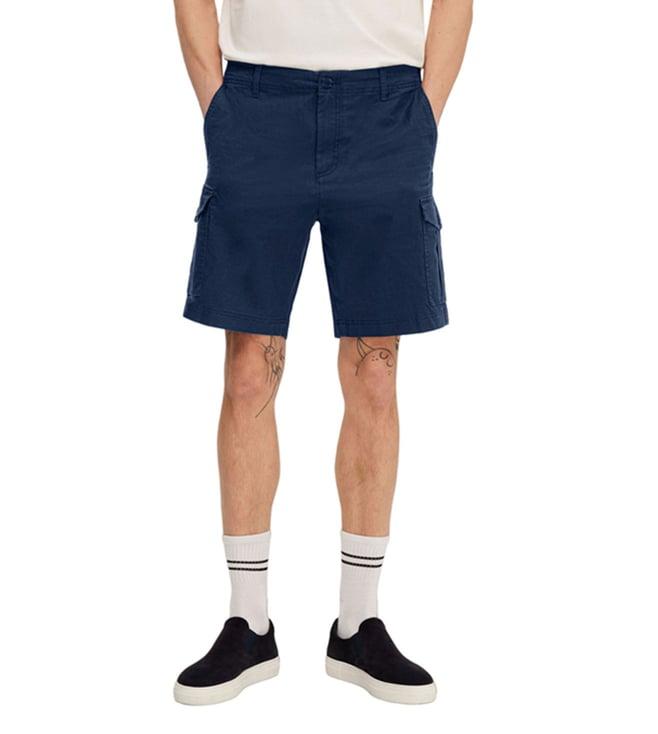 selected homme dark sapphire regular fit cargo shorts