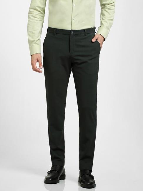 selected homme deep green slim fit flat front trousers