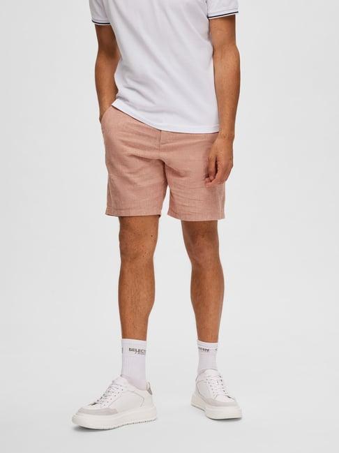 selected homme dusty red regular fit shorts