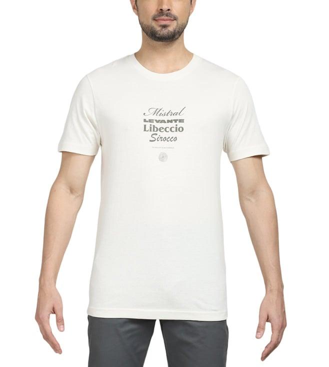 selected homme egret text print slim fit t-shirt