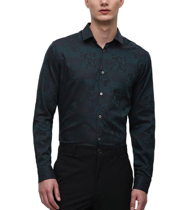 selected homme emerald printed slim fit shirt