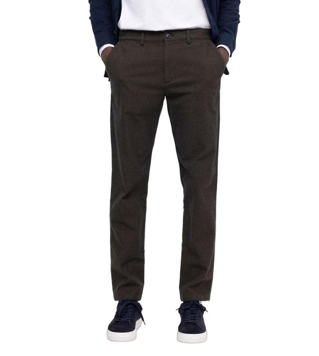 selected homme forest night slim fit flat front trousers