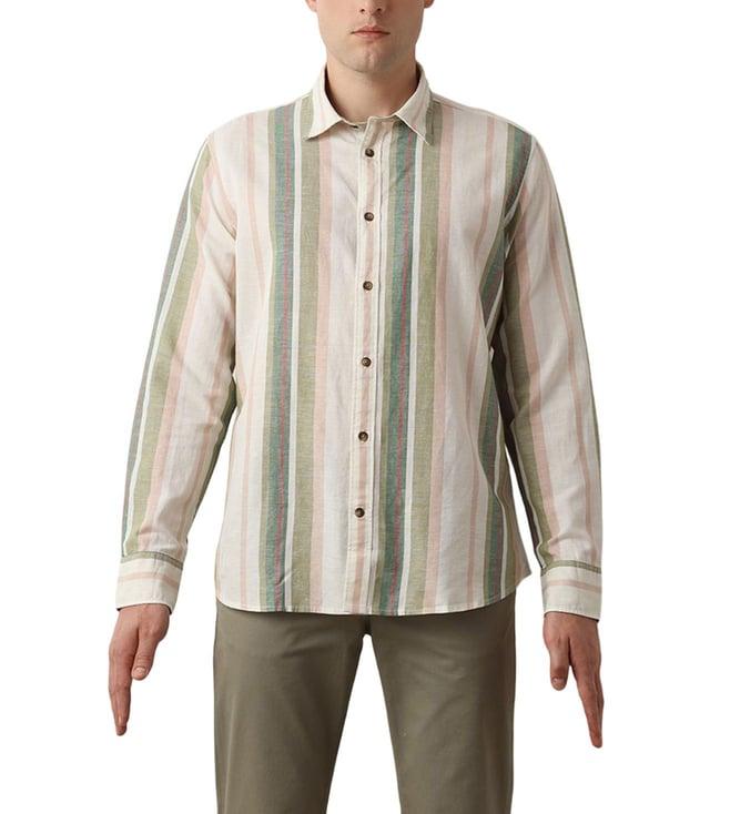 selected homme green ash striped regular fit shirt