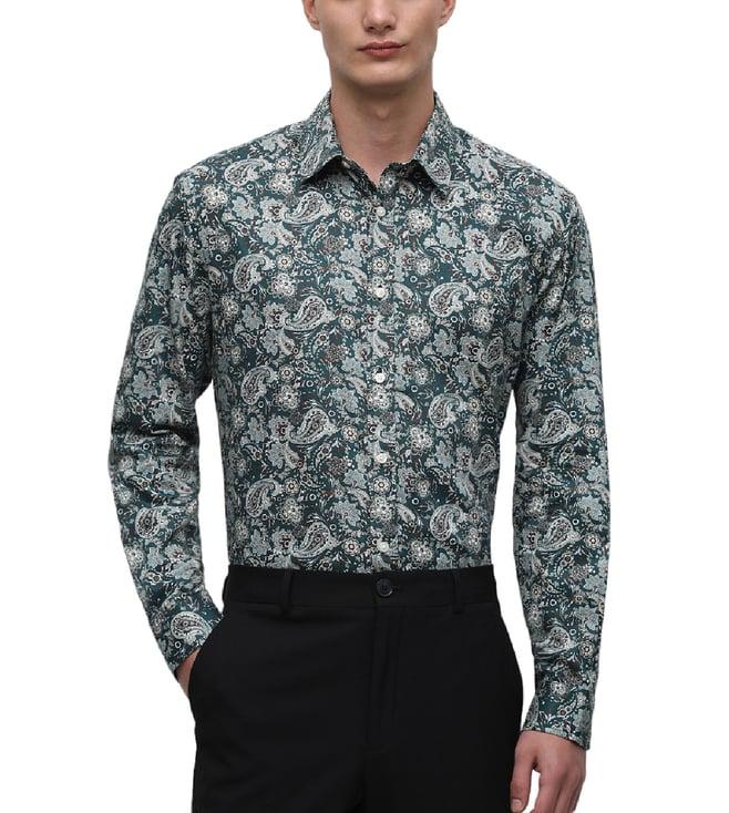 selected homme green gables abstract printed regular fit shirt