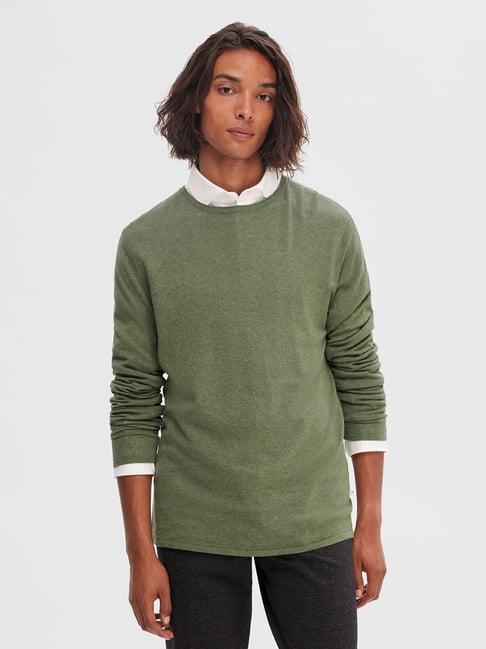 selected homme green regular fit sweater