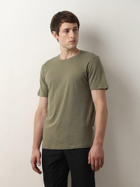 selected homme green slim fit cotton crew t-shirt