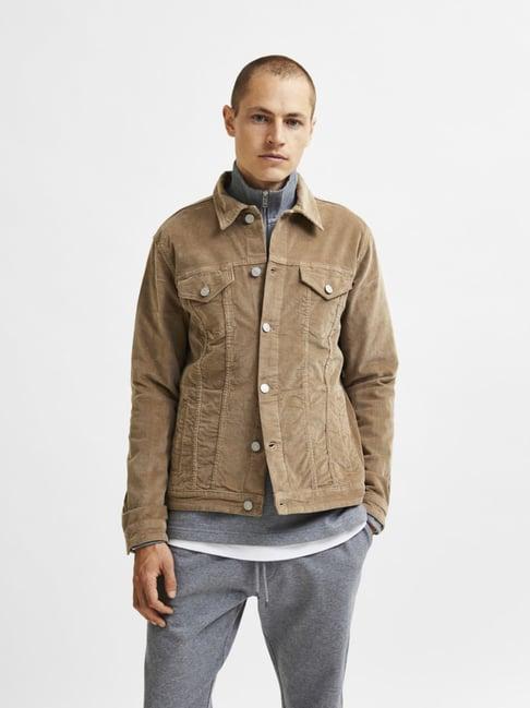 selected homme greige cotton regular fit jacket