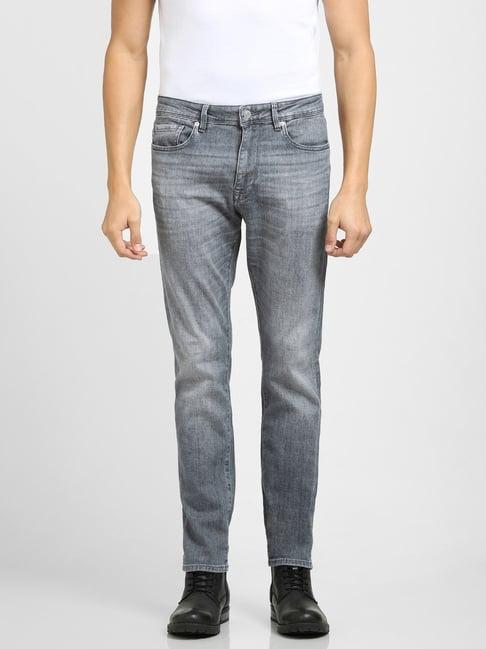 selected homme grey cotton slim fit jeans