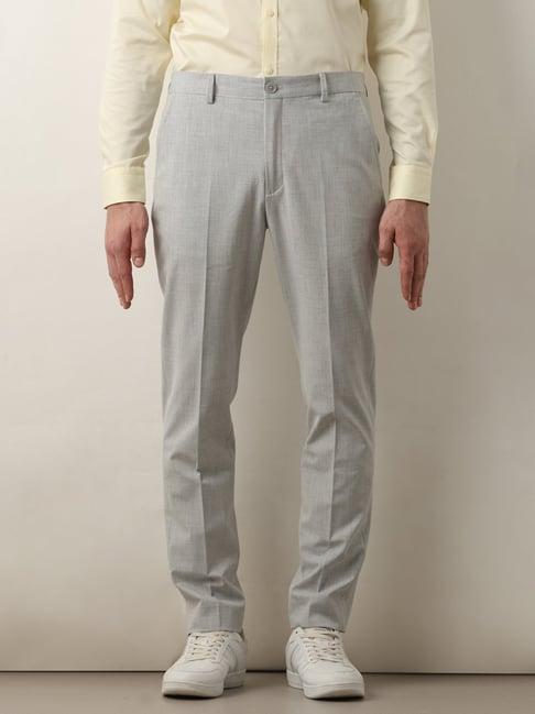 selected homme grey melange slim fit flat front trousers