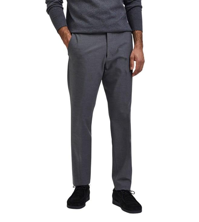 selected homme grey slim fit flat front trousers