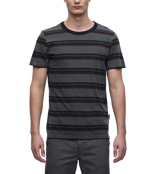 selected homme grey stripes slim fit t-shirt