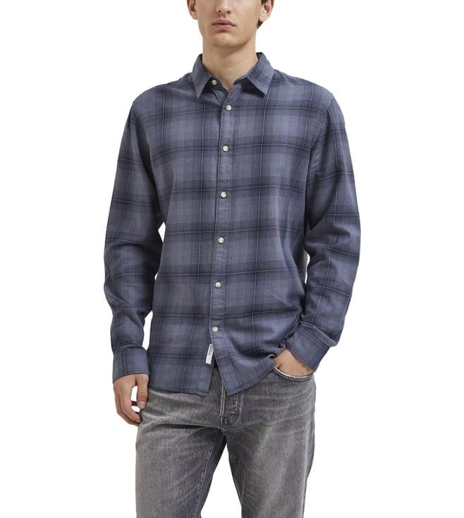 selected homme grisaille checked regular fit shirt