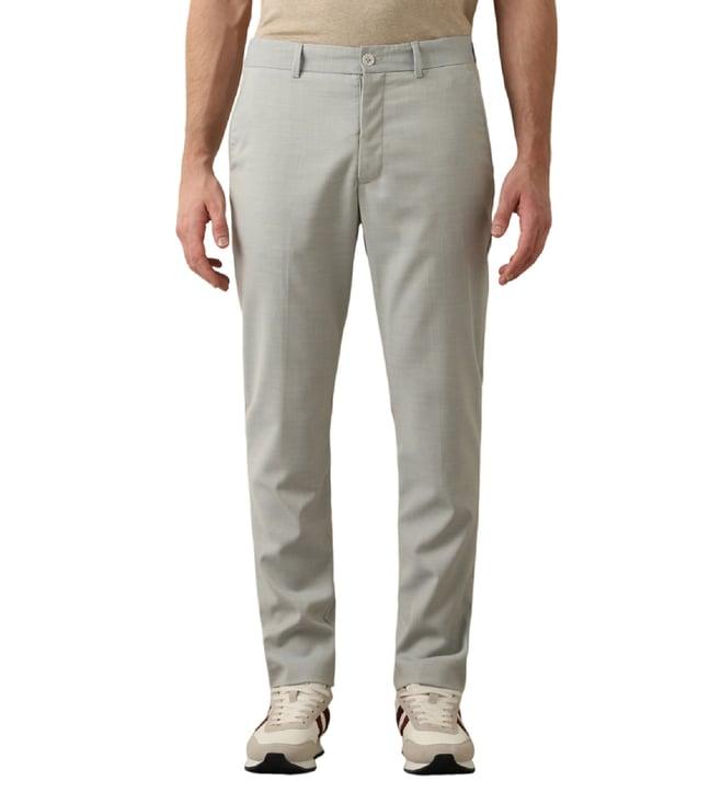 selected homme light green melange slim fit flat front trousers