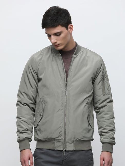 selected homme light green regular fit bomber jacket