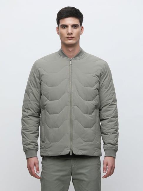 selected homme light green regular fit bomber jacket