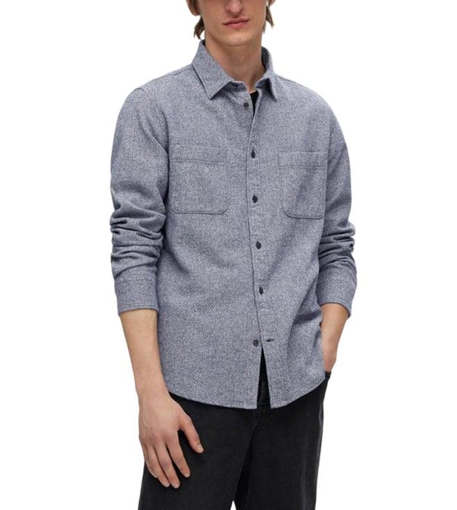 selected homme medium blue melange regular fit shirt