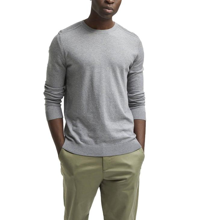 selected homme medium grey melange regular fit sweatshirt