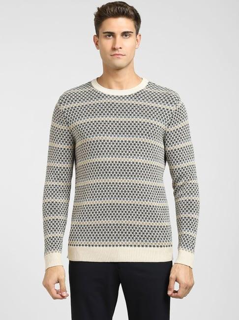 selected homme multi cotton regular fit self pattern sweater