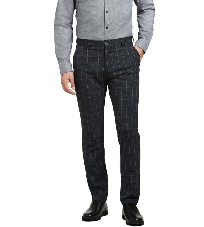 selected homme navy checks slim fit trousers