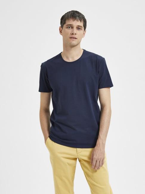 selected homme navy regular fit crew t-shirt