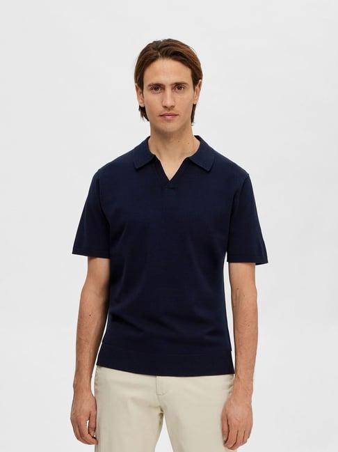 selected homme navy regular fit polo t-shirt