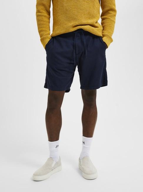 selected homme navy regular fit shorts