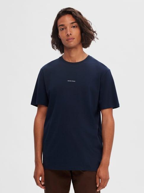 selected homme navy slim fit cotton crew t-shirt