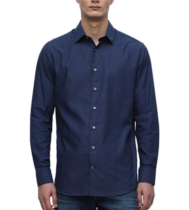 selected homme navy slim fit shirts