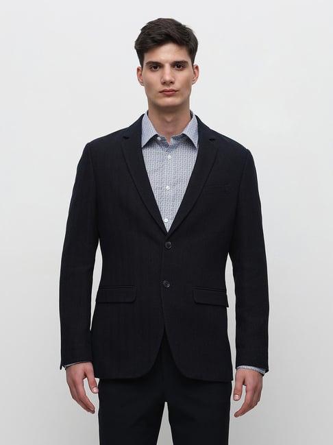 selected homme navy slim fit textured blazer