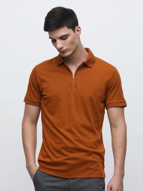 selected homme orange slim fit polo t-shirt