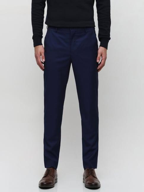 selected homme royal blue slim fit flat front trousers