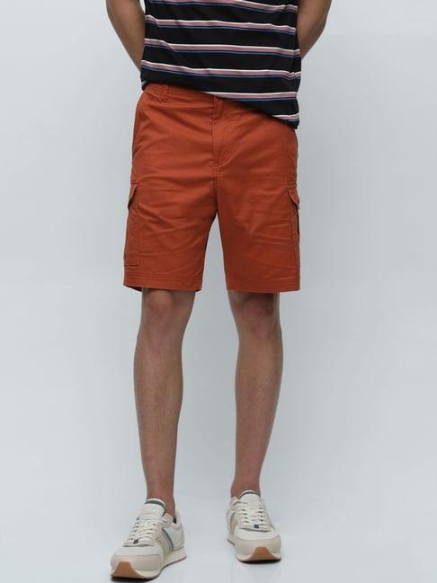 selected homme rust regular fit cargo shorts