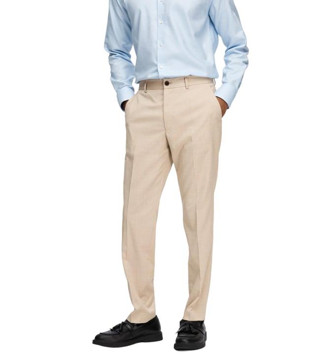 selected homme sand fashion slim fit flat front trousers