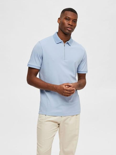 selected homme sky blue slim fit polo t-shirt