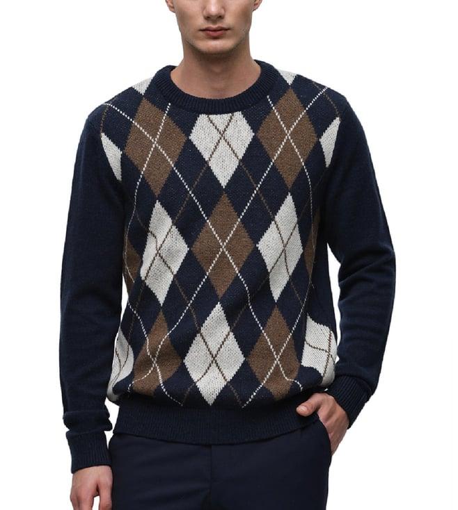 selected homme sky captain argyle regular fit sweatshirt