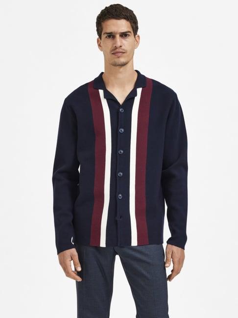 selected homme sky captain regular fit striped cardigans