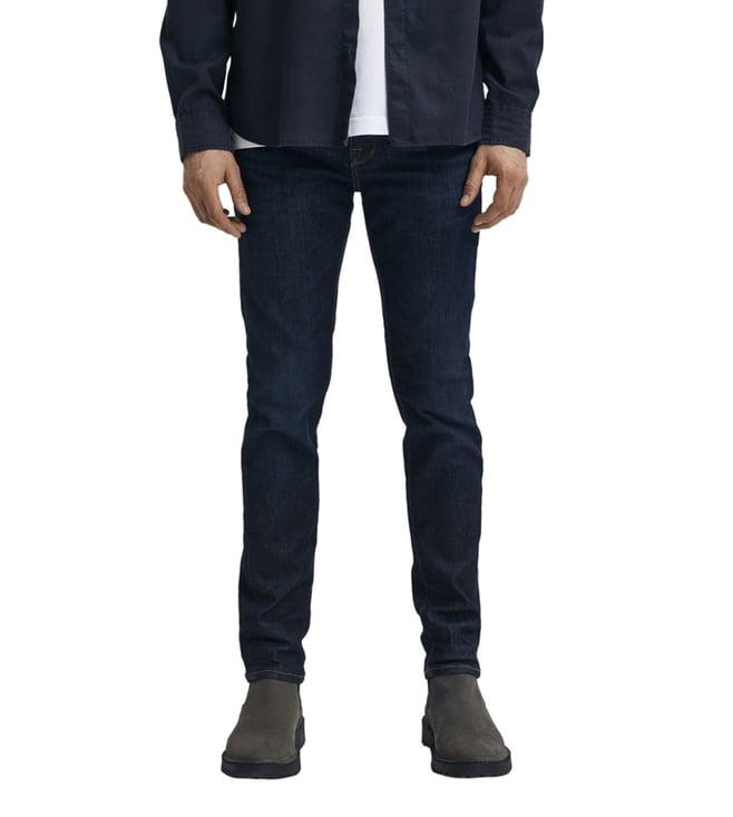 selected homme slim dark blue denim mid rise jeans