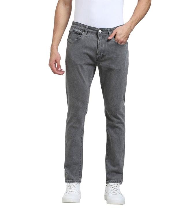 selected homme slim grey denim mid rise jeans