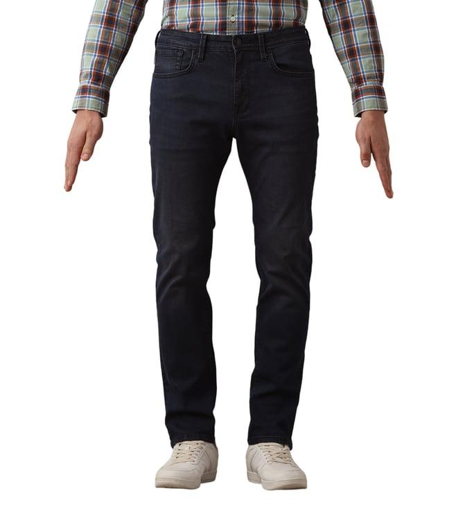 selected homme straight dark blue mid rise jeans