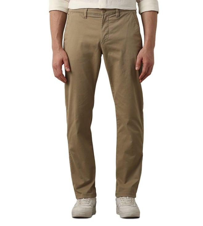 selected homme straight khaki mid rise chinos