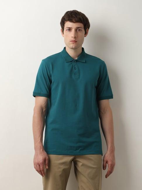 selected homme teal blue slim fit polo t-shirt