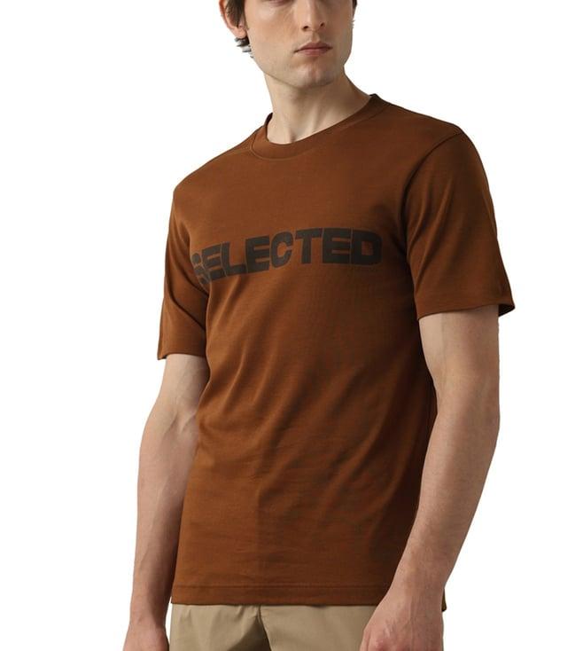 selected homme toffee logo slim fit t-shirt