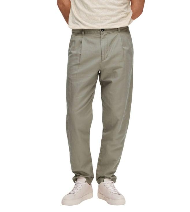 selected homme vetiver slim fit pleated trousers